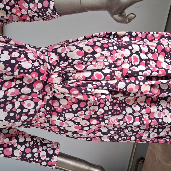 Women's stretch knit polka dot print wrap dress - Picture 3 of 3